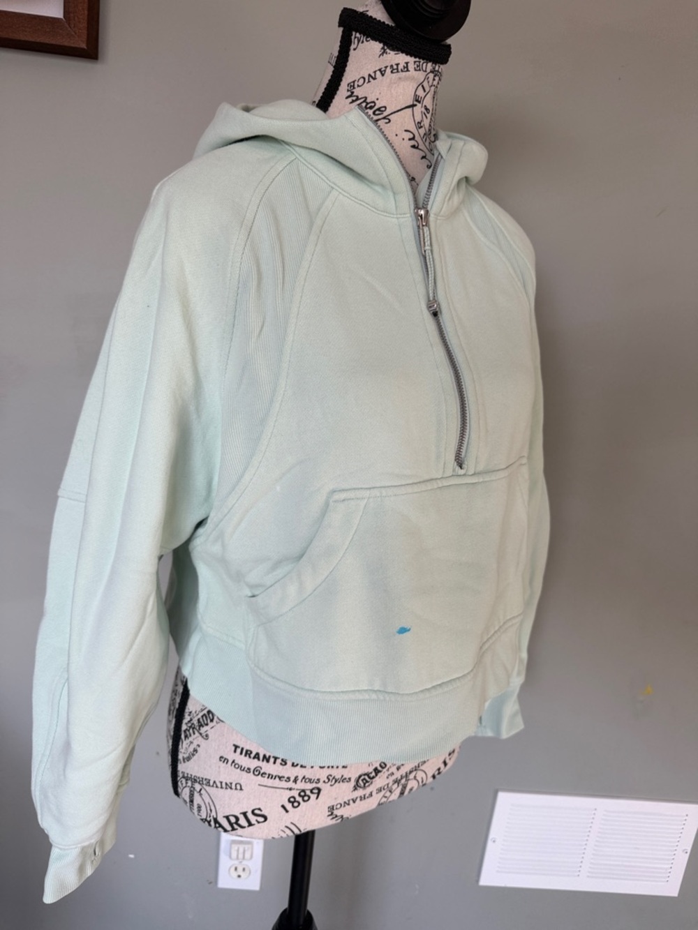 Light Mint Half-Zip Pullover Hoodie XS/S - Picture 3 of 4